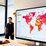 **

Prompt: A diverse team of product developers huddled around a large screen displaying heatmaps and user flow diagrams, with sticky notes covering the surrounding walls. The atmosphere is collaborative and energetic, emphasizing data-driven decisions. The focus is on understanding user behavior and identifying pain points within a software interface. Keywords: user experience, analytics, data visualization, product development, collaboration, heatmaps, user flows, customer insights. Style: Modern, bright, and professional.

**