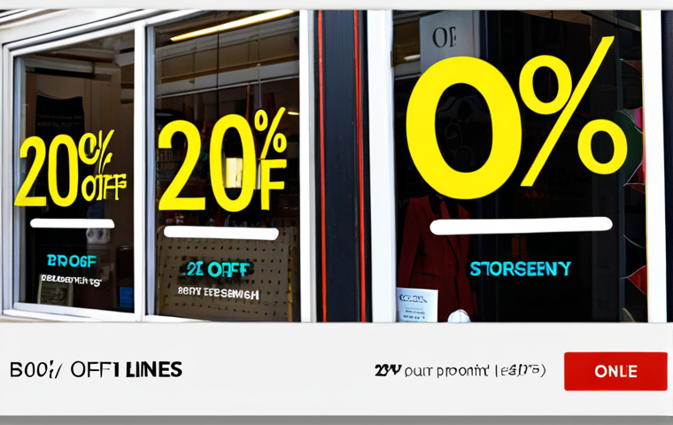 **Image Prompt:** An eye-catching email subject line, creatively designed as a storefront window. The words "20% Off" are prominently displayed, drawing attention. Capture the concept of A/B testing with two different subject lines side-by-side, highlighting the more effective one.